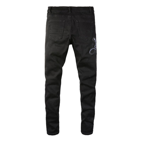 Snake Embroidered Jeans